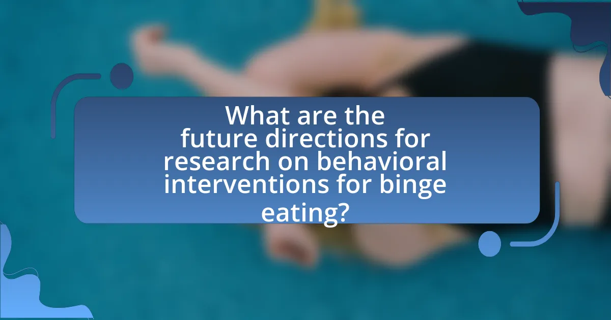 What are the future directions for research on behavioral interventions for binge eating?